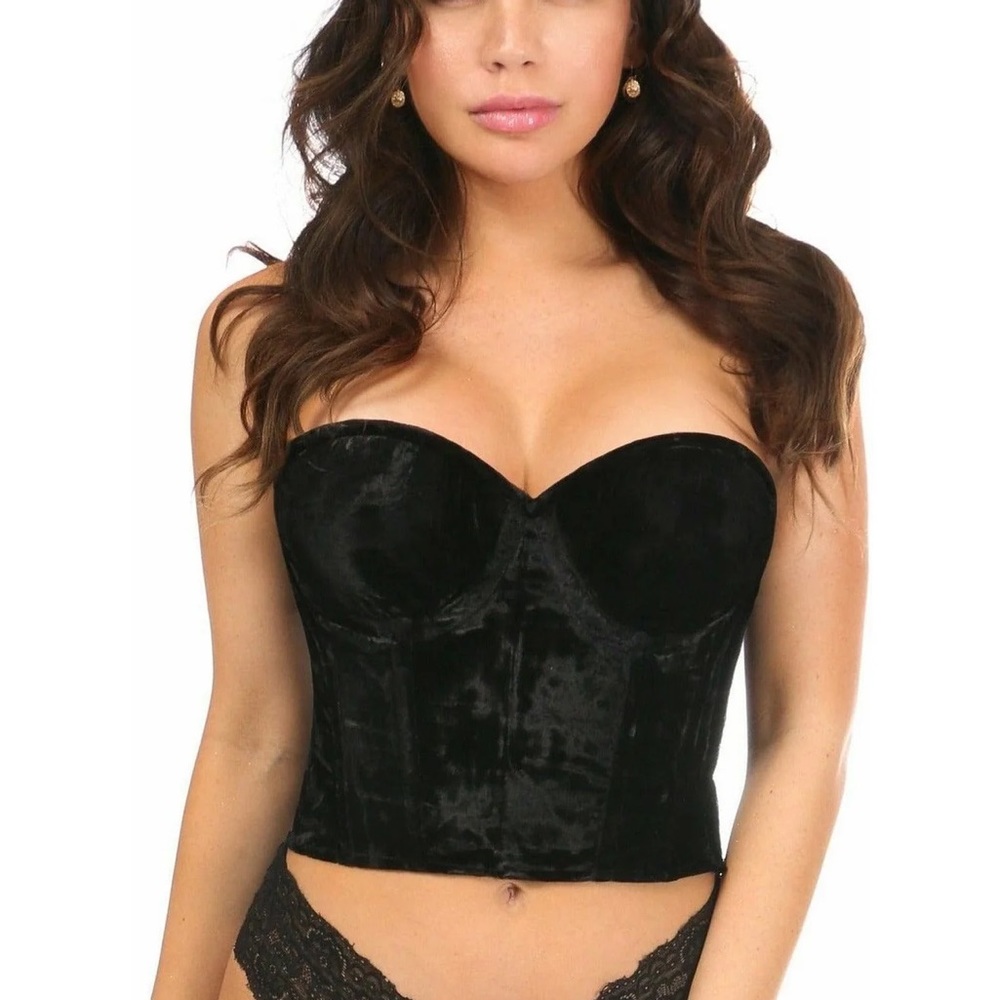 Daisy Corsets Lavish Black Velvet Underwire Bustier